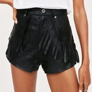 Nasty Gal Faux Leather Fringe Short